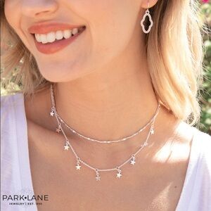 ParkLane Starburst Layered Necklace Rhodium Plated Silver Non Tarnish